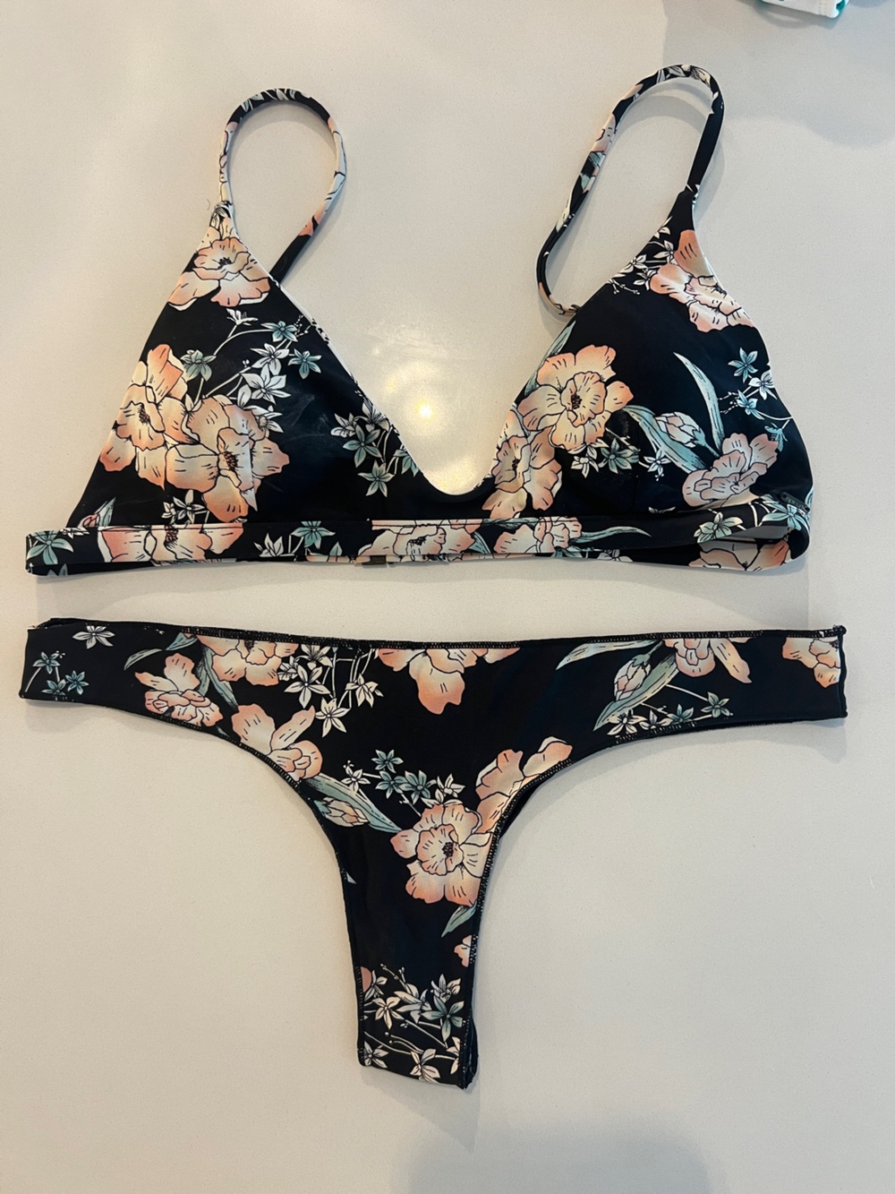 Rip Curl Black Floral Triangle Bikini Set
